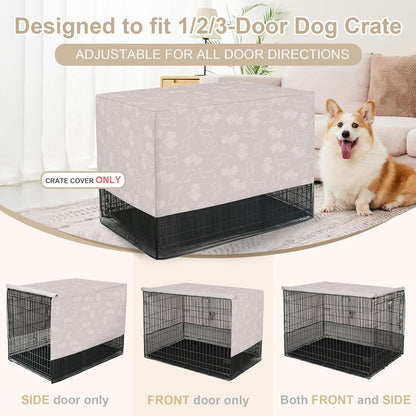 Explore Land Breathable Dog Crate Cover - 4 Sides Mesh Ventilation,Basic Pet Kennel Cover, All Sides Open, Universal Fit for 1 2 3 Doors 48 inches Wire Dog Crate （Dog Print ）