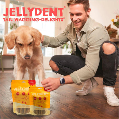 Jellydent Tail Wagging Delights – 4.5” Bovine Chew Sticks, High Protein, Single Ingredient Dog Treat, Collagen Sticks for Dogs, Highly Digestible, 5.15 oz, 10 Count