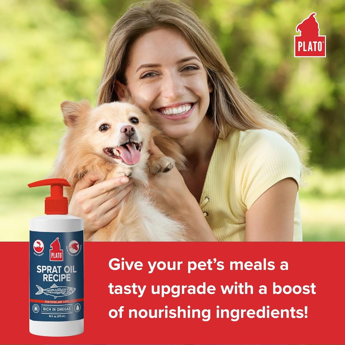 Plato Pet Treats Fish Oil for Dogs - Omega 3 Oil for Dogs - Supports Healthy Skin and Coat - Baltic Sprat Oil Recipe 8 Ounces