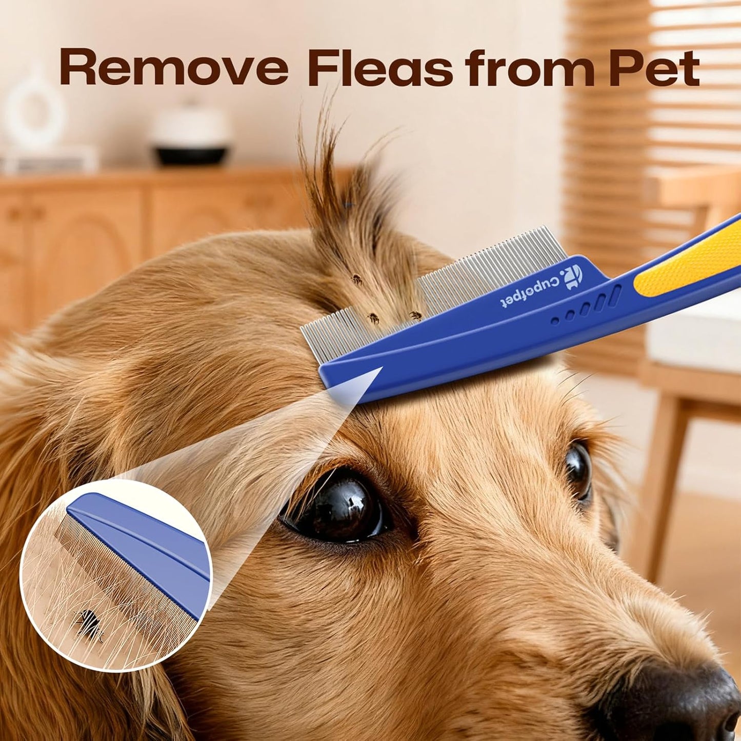 3-Pack Flea Comb with Rubber Handle, 4-in-1 Cat Steam Brush