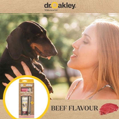 Dog Toothpaste Bacon Flavor Enzymatic Dental Kit with Toothbrush & Finger Brush Vet Recommended – 3-Piece Set