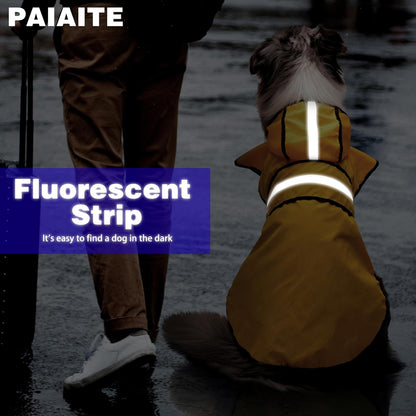 Paiaite Dog Raincoat: Hooded Slicker Poncho, Durable Waterproof Jacket with Reflective Stripes for Safety, Convenient Leash Hole Adjustable Fit, Perfect for Small, Medium Large Dogs Blue Camo M