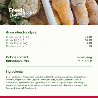 smallbatch Freeze-Dried Beef Dog Food – Grain Free, Organic Produce – Raw Dehydrated Beef Small Bites, High Protein Complete Meal or Topper – Humanely Raised, Made in USA, 7oz