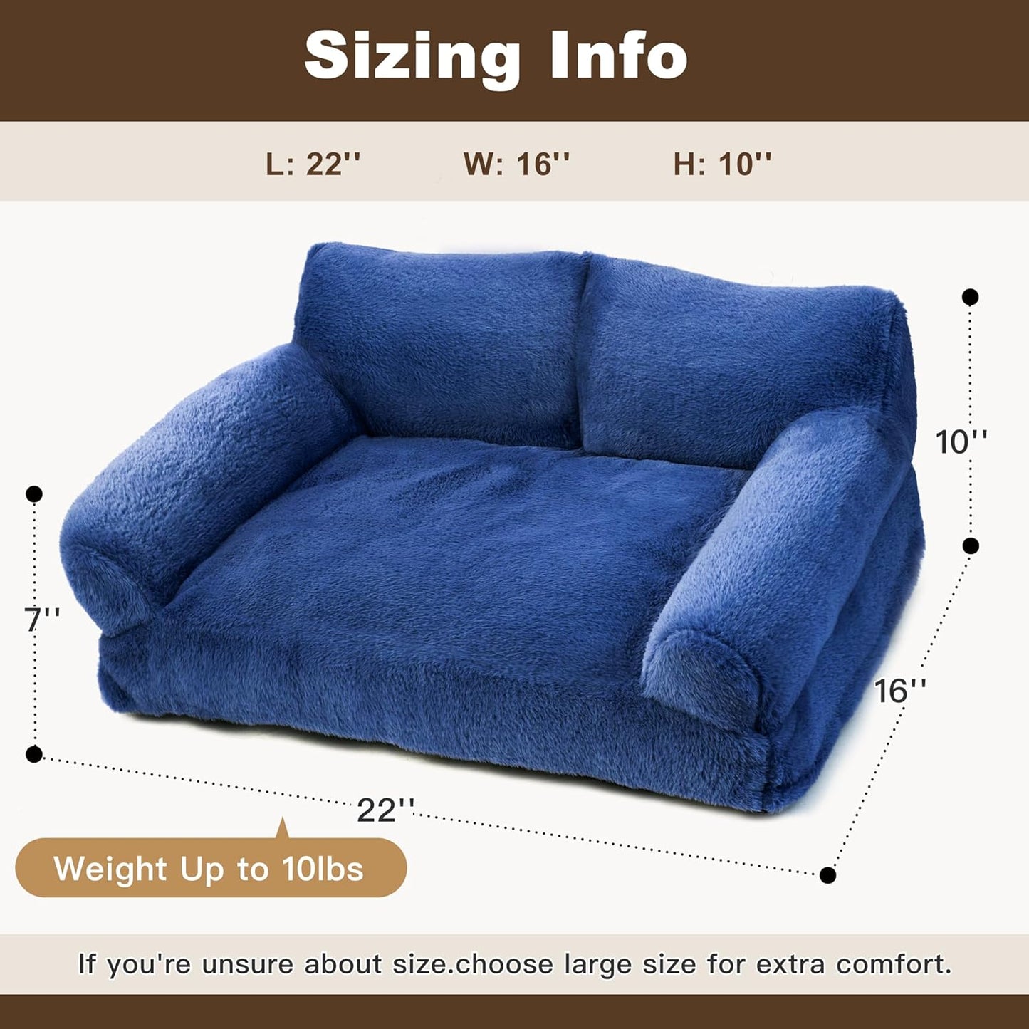 Cat Beds for Indoor Cats, Cat Couch Bed, Cute Cats Sofas for Pets, Small Dog Sofas & Chairs with Removable Washable Cover, Plush Soft Pet Furniture for 10lbs Small Dogs & Cats(Navy Blue)