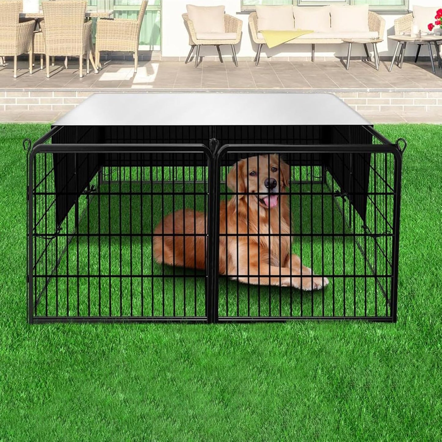 Dog Kennel Cover, 210D Oxford Tarp, Waterproof Privacy Enclosure for Large Outdoor Crates, Patio Picnic Camping Backyard Shade Protection Weather Shield, Sturdy Build for Daily Outdoor Use