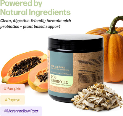 Selly’s Den Probiotics for Dogs Chicken Flavor Chew Supplement 6 Strain Blend Digestive & Immune Support Soft Chews with Enzymes, Prebiotics & Probiotics – Made in USA - 90 Count, 6.5 Oz