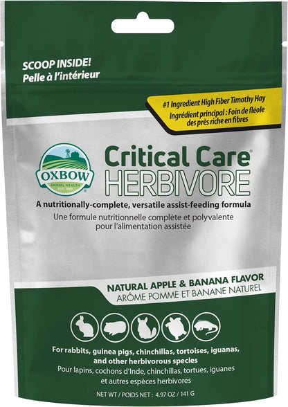 Oxbow Critical Care Herbivore, Emergency Guinea Pig Food, Rabbit Food for Recovery, Natural Apple Banana Flavor, Veterinary Formula, Critical Care for Guinea Pig Emergency Kit, Made in USA, 141 Grams
