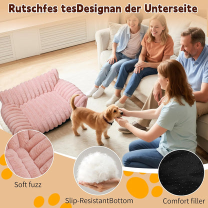 Indoor Pet Sofa Bed | Cat Sofa Bed, Soft Square Pet Bed, Indoor Non-Slip Cat Bed, Comfortable Plush, Suitable for Small to Medium Cats and Dogs (Khaki, L(29.52 * 21.65 * 9.84in))