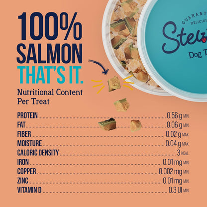 Stewart Wild Salmon Dog Treats, 9.5 oz, ~190 Pieces, Freeze Dried Raw, Single Ingredient, 65% Protein Training Treats or Meal Topper in a Resealable Tub, Grain Free, Gluten Free