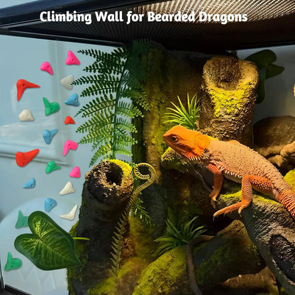 46PCS Glow in the Dark Bearded Dragon Rock Climbing Holds,Reptile Rock Climbing Wall,Bearded Dragon Enrichment Toys,Bearded Dragon Tank Accessories,Climbing Wall Grips for Bearded Dragon,Gecko,Lizard