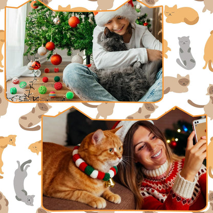 30 Pcs Assorted Christmas Cat Toy Interactive Gifts with Wand Collar Rattan Ball Christmas Bell Mouse Caterpillar Kitten Play Toy Stuff Indoor Outdoor