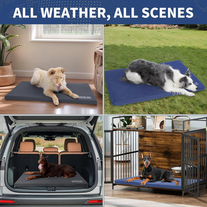 Durable Outdoor Dog Bed Chew Proof Stable Crate Mat Indoor cat Bed Anti Mild Bite Kennel Pad with Removable Fully Waterproof Cover (Charcoal, X-Large(42x28x2in))