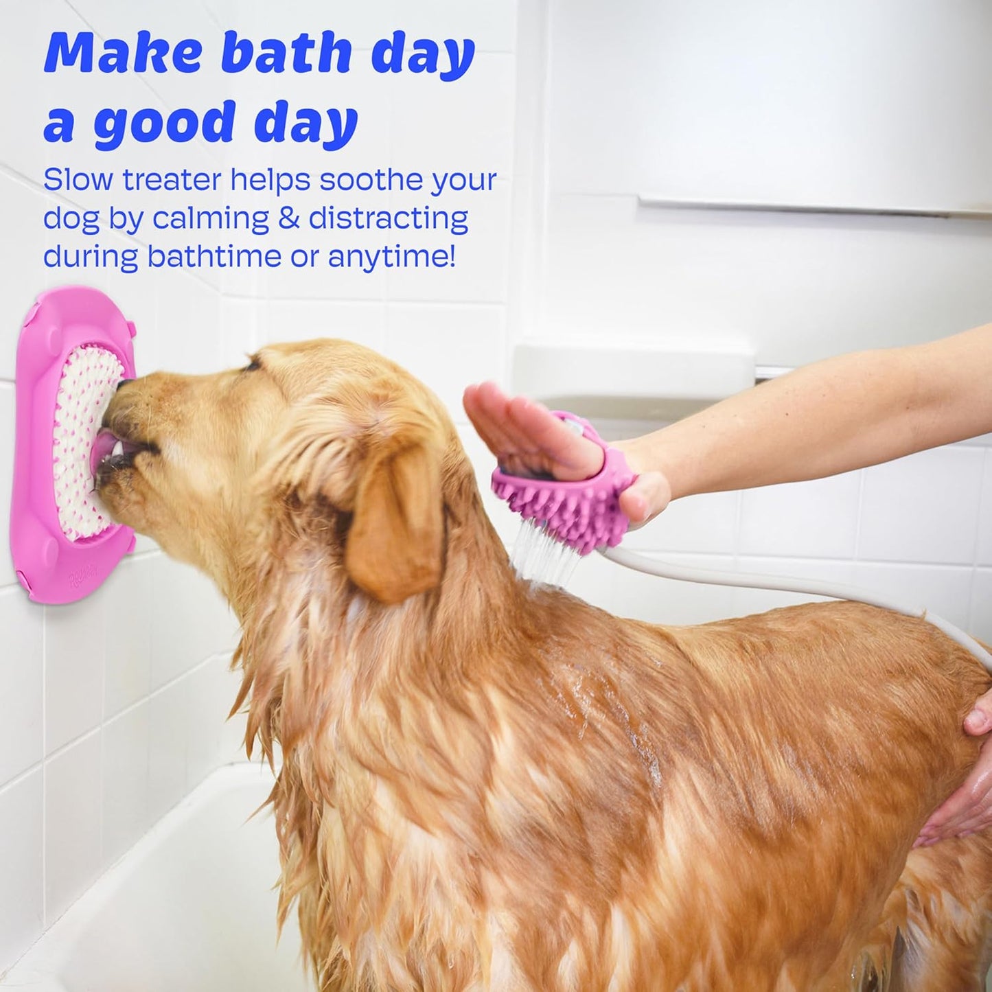 Aquapaw Lick Mat for Dogs 2-Pack XL & Small, Suction Cup Dog Slow Feeder Pad & Licking Mat for Peanut Butter Treats – Calming Dog Bathing Aid, Stress Relief & Mental Stimulation for All Breeds - Pink