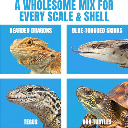 JOR Bearded Dragon Fruit & Insect Mix, Sun-Dried Vegetables, Freeze-Dried Bananas, Crickets, Mealworms & Calcium-Enriched Silkworms, Tasty Balanced Meal for Turtles, 3.5 oz