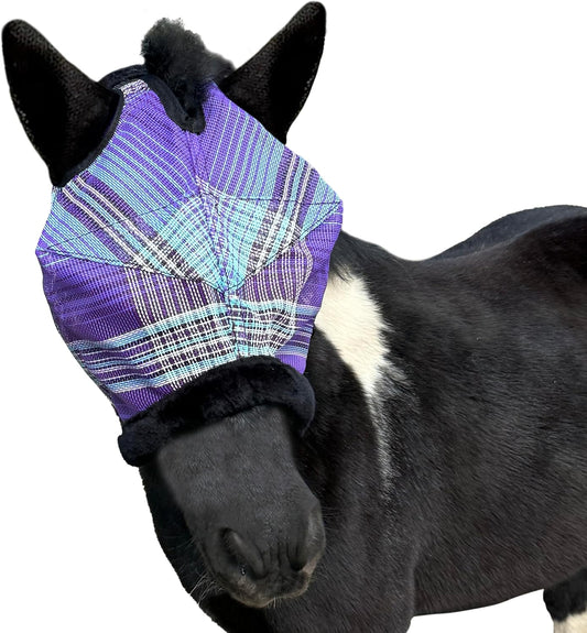 Kensington Equine Miniature Fly Mask w/Fleece Trim & Soft Mesh Ears- Size: B-Large Color: 2017 - Lavender Mint