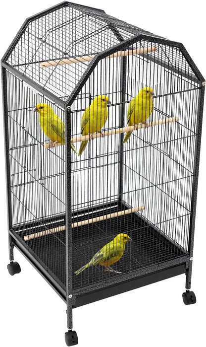 37-inch Iron Standing Parrot Parakeet Flight Bird Cage Bird Cage Birdcage with Rolling Stand for Small Parrot Sun Parakeet Green Cheek Lovebird Budgie Finch Canary