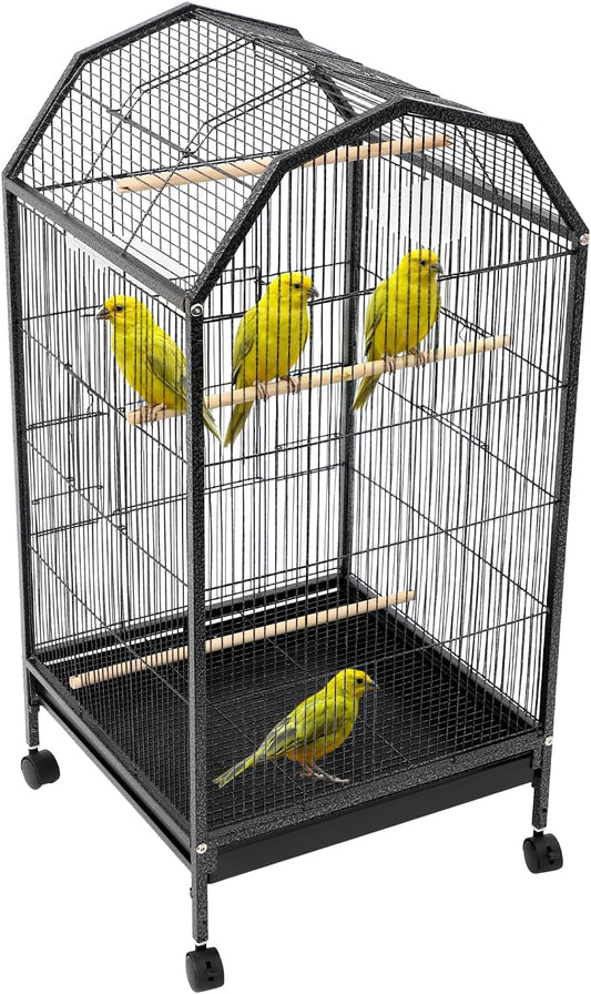 37-inch Iron Standing Parrot Parakeet Flight Bird Cage Bird Cage Birdcage with Rolling Stand for Small Parrot Sun Parakeet Green Cheek Lovebird Budgie Finch Canary