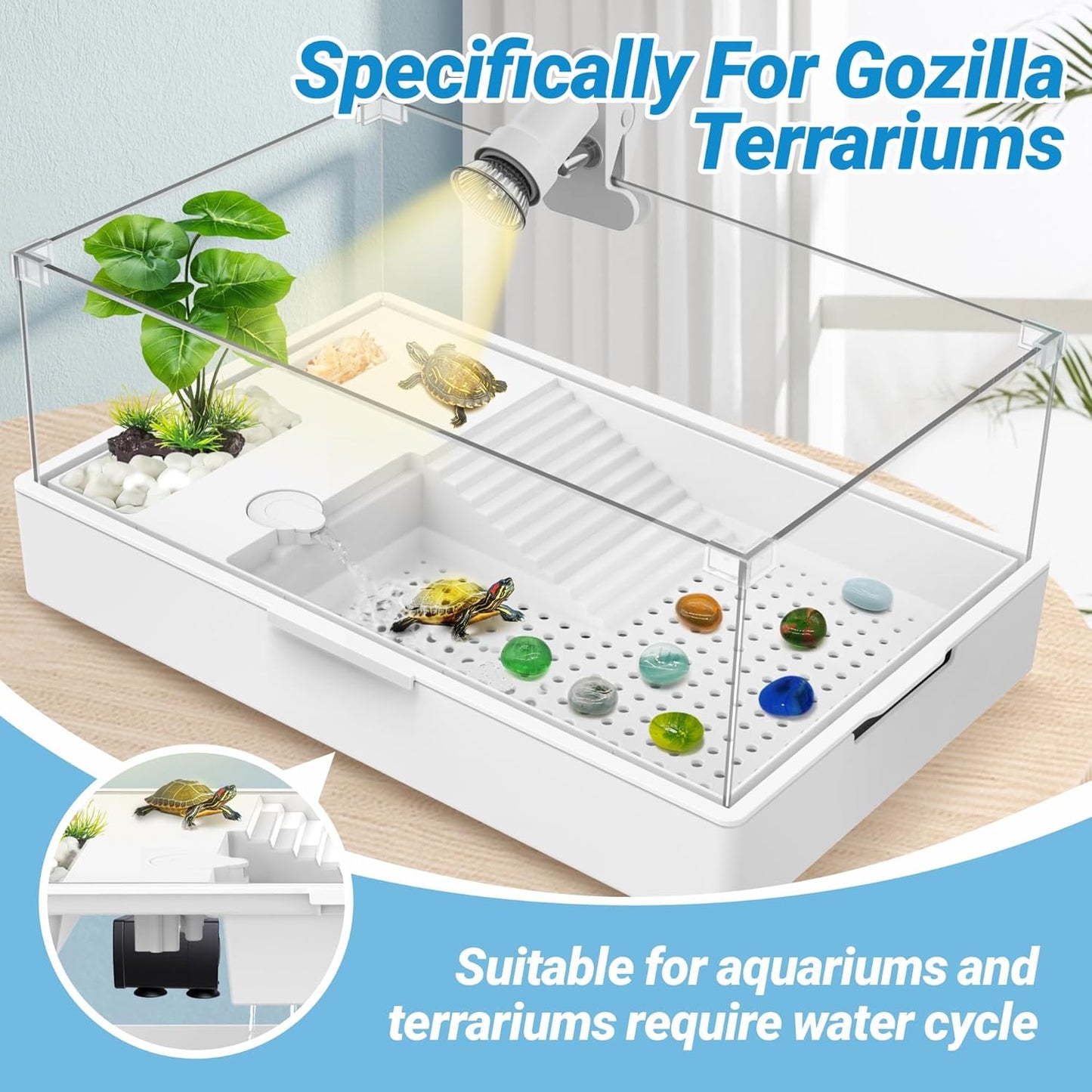 GOZILLA Mini Submersible Water Pump, Ultra Quiet Pump (5W,300L/H,79GPH) for Terrarium, Aquarium,Fish Tank,Tabletop Fountain and Pet Fountain.