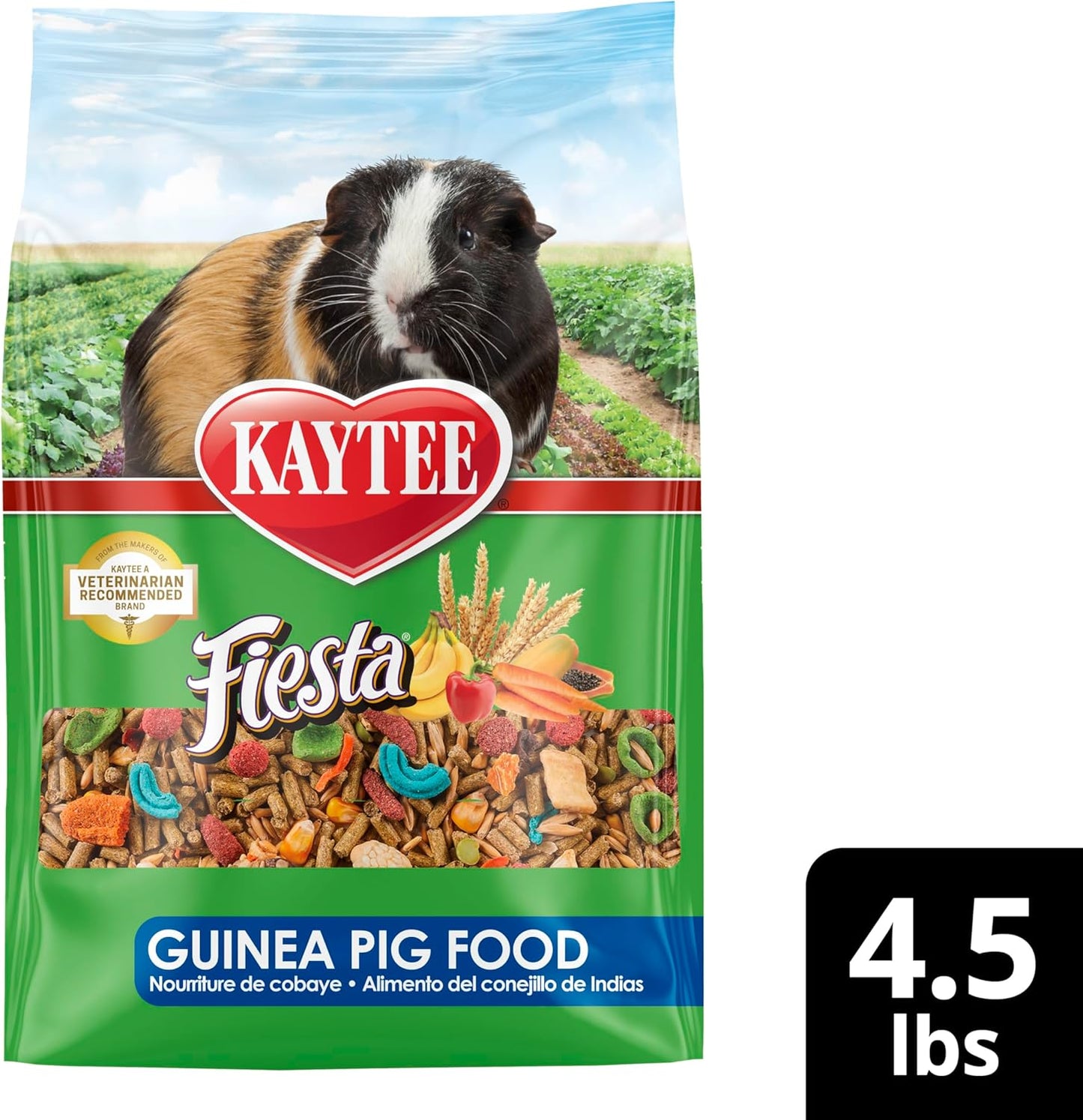 Kaytee Fiesta Guinea Pig Food, Nutritious and Fun Blend, Supports Dental Health and Digestion, 4.5 pounds