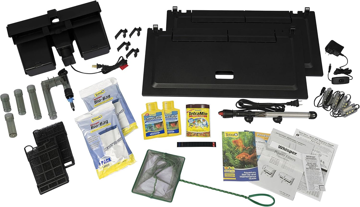 Tetra 55 Gallon Aquarium Kit with Fish Tank, Fish Net, Fish Food, Filter, Heater and Water Conditioners