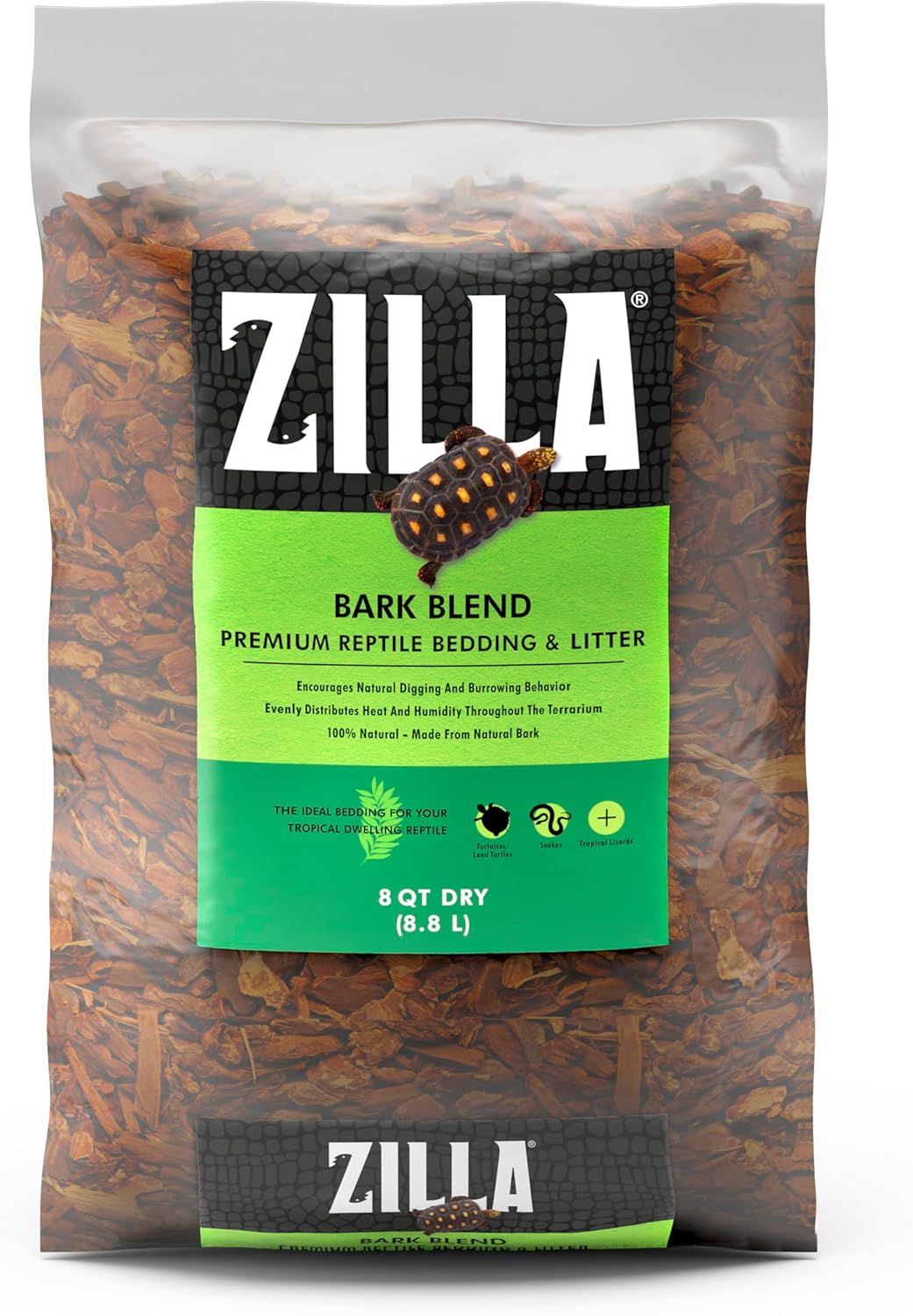 Zilla Reptile Terrarium Bedding Substrate Bark Blend, 8 Quart