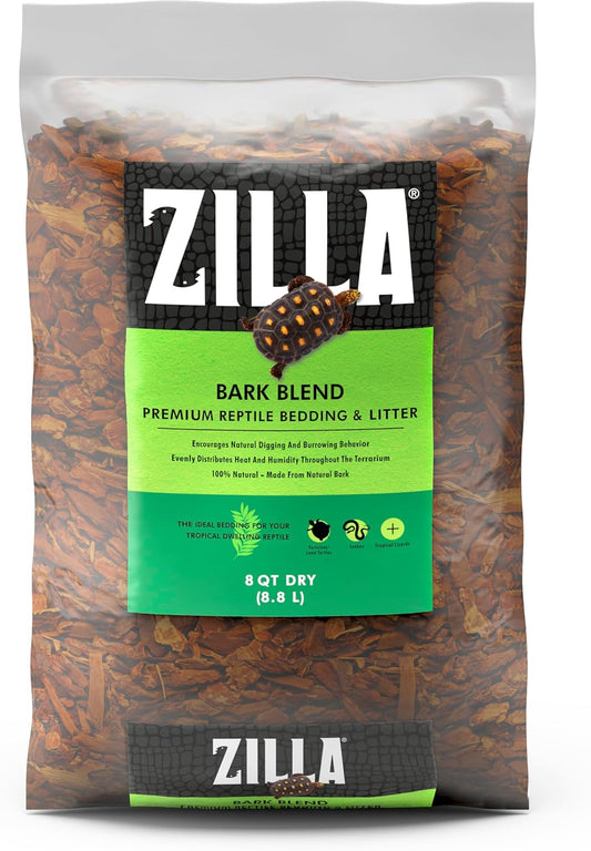 Zilla Reptile Terrarium Bedding Substrate Bark Blend, 8 Quart