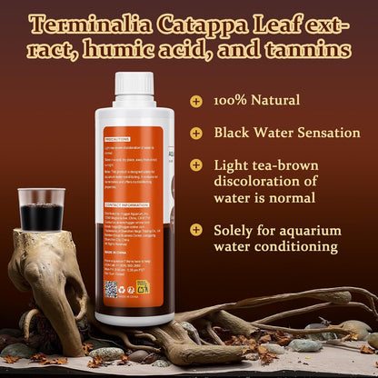 hygger Blackwater Aquarium Conditioner with Natural Olive Leaf Extract, Humic & Tannins, Regulate pH Value Soften Water Create Tropical Biotope Black Water Environment for Freshwater Aquarium (500ML)