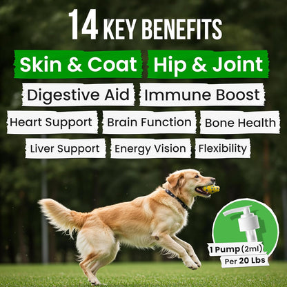 Omega 3 Fish Oil for Dogs & Cats - Made with Wild Alaskan Salmon Oil; Liquid Fish Oil Supplement for Pets with Omega 3 EPA+DHA Fatty Acids; Real Ingredients, Real Taste — Trusted by Vets!