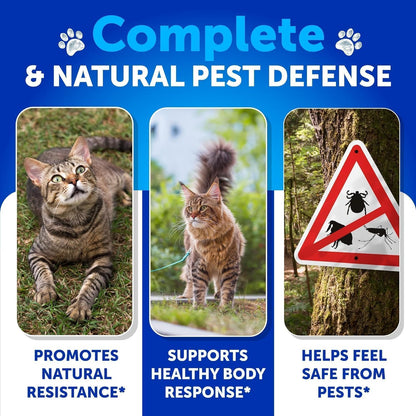Flea Treatment for Cats - Natural Flea and Tick Prevention Supplement for Cats, Kittens - Chewable Daily Oral Pills with Vitamins - 135 Soft Chews - Dental Treats, Digestive Health, Immune Support