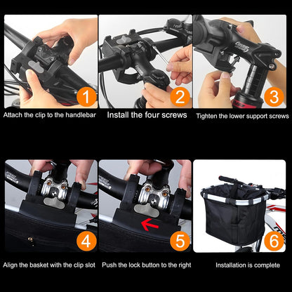 Bicycle Basket Bike Front Basket Folding Detachable Cycling Bag- Perfect Removable Dog Basket for Bike- Pet Cat Dog Carrier Easy Install Quick Released