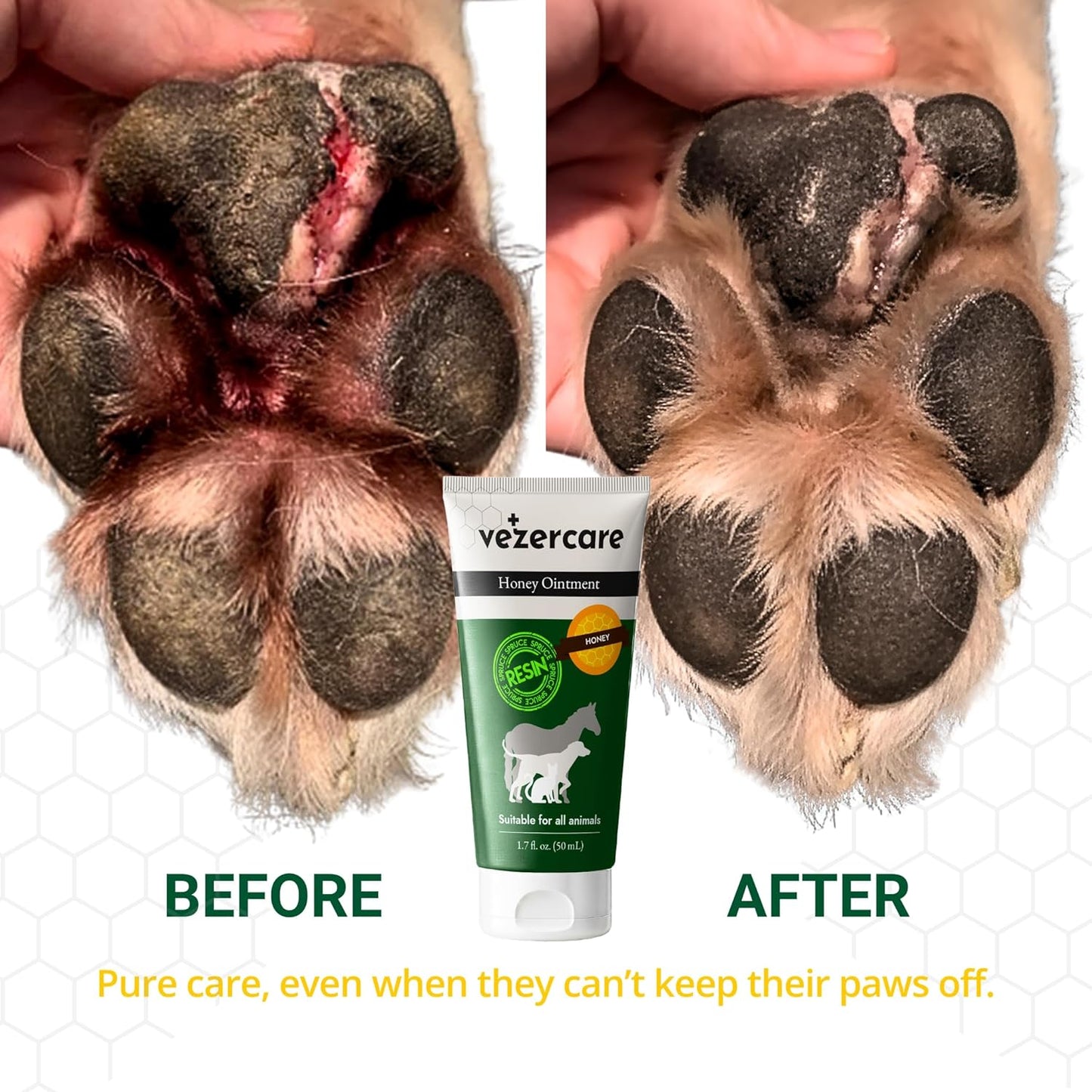 Dog Paw Balm & Wound Care Ointment – Natural Alternative to Manuka Honey for Hot Spots, Itchy Skin & Cuts – Safe for Dogs, Cats & Horses – Lick-Safe & Steroid-Free 1.7 oz