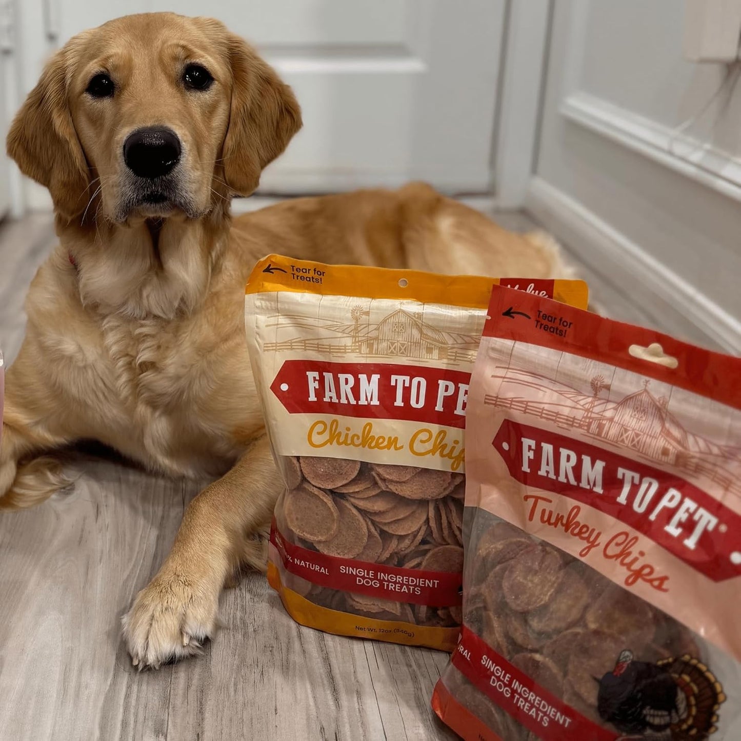 Farm To Pet - Dog Treats Chicken & Turkey Chip Protein Value Pack, 100% All Natural, Single Ingredient Training Treats, Made in USA, for Small, Medium, and Large Dogs