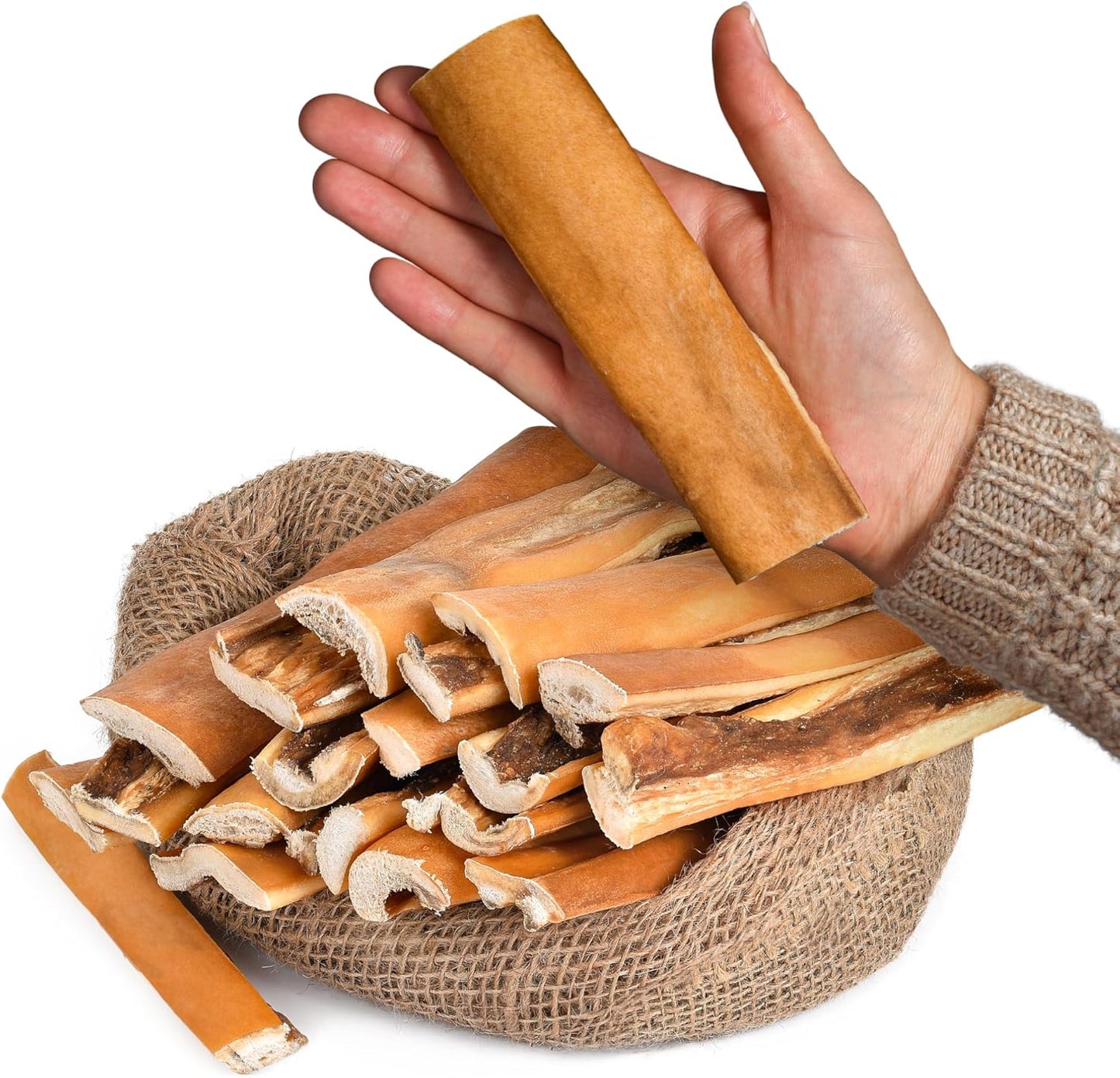 Natural Head Skin Chews (20 Count, 2 lb) | Collagen Sticks | No-Hide Treats | Rawhide Alternative | Protein-Rich Snack | Zero Chemicals