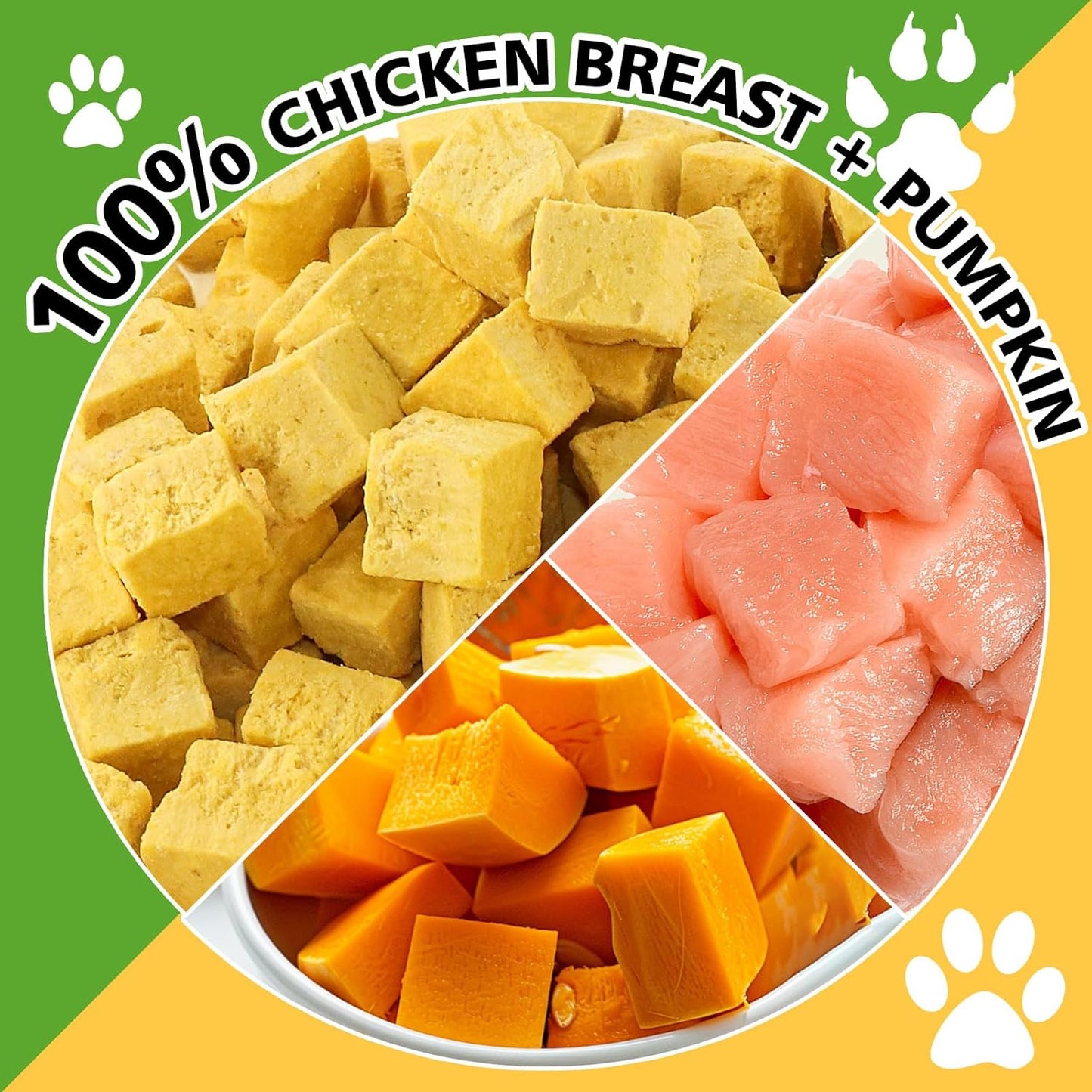 Freeze Dried Pumpkin and Chicken for Dogs and Cats, 100% Pumpkin and Chicken, Natural Treats for Digestion Health, Healthy Food Topper 3.5 oz