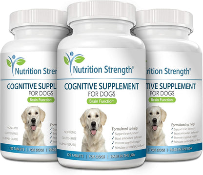 Cognitive Support for Dogs, Promotes Dog Brain Health, Mental Support Supplement for Cognitive Difficulties, 120 Chewable Tablets