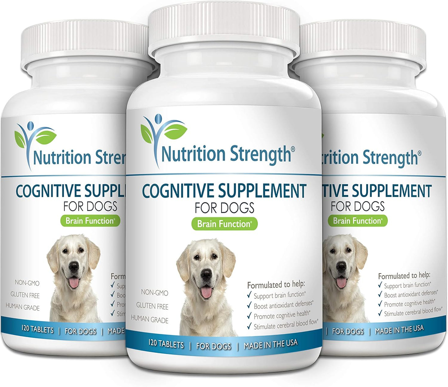 Cognitive Support for Dogs, Promotes Dog Brain Health, Mental Support Supplement for Cognitive Difficulties, 120 Chewable Tablets