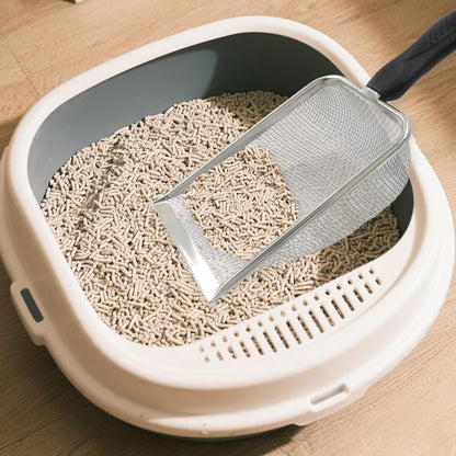 Murtenze Stainless Steel Cat Litter Scoop, Non-Stick Coated Metal Fine Sand Litter Scoop, Mesh Shovel for Reptile Kitten Pooper (Black, 2mm mesh)