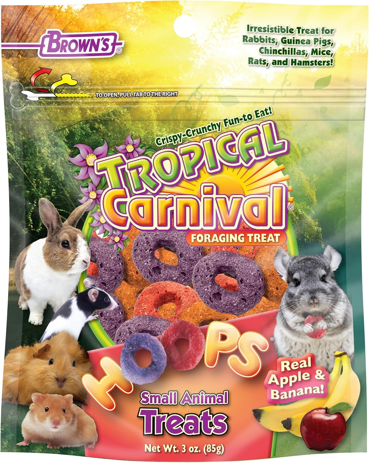 Tropical Carnival Brown's Gourmet Small Animal Treat Bundle | Rabbits, Guinea Pigs, Hamsters, Gerbils, Chinchillas, Pet Mice. Four Varieties