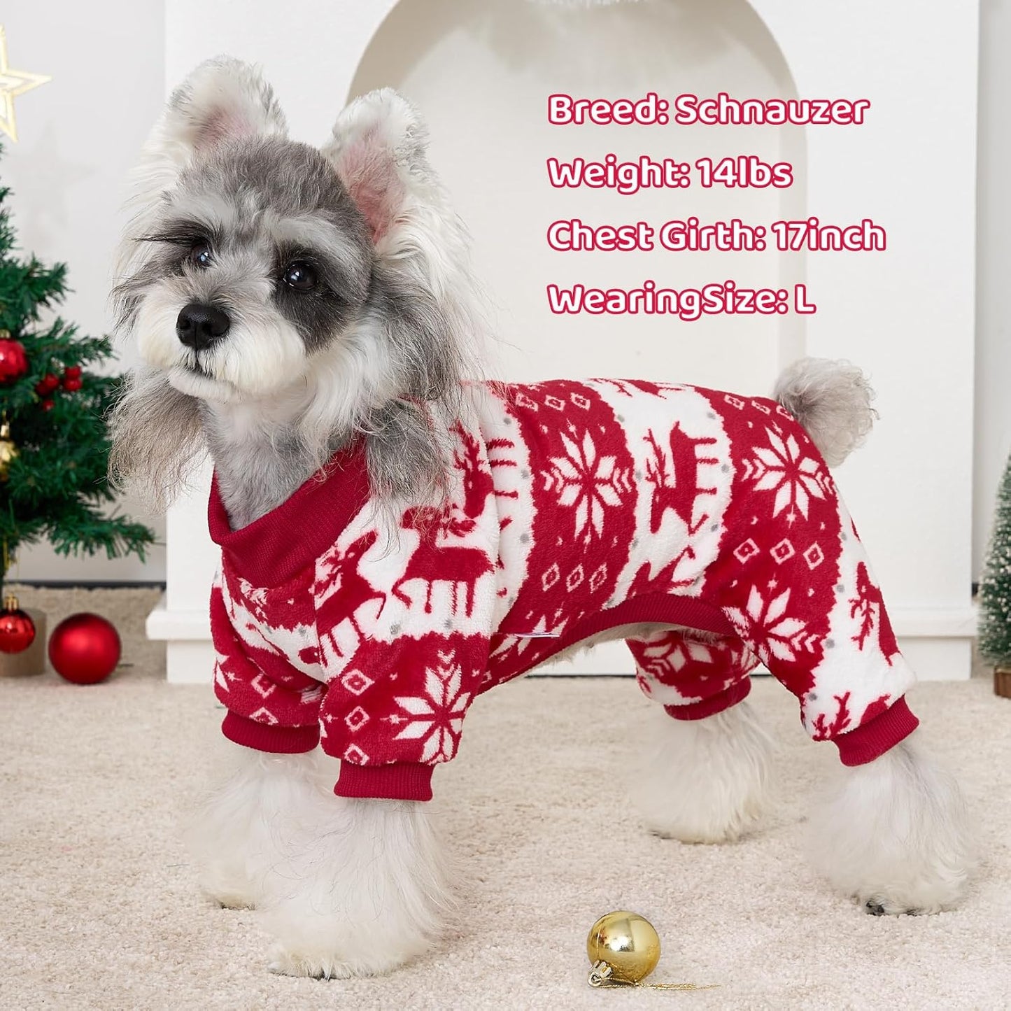 XPUDAC Christmas Dog Sweater Fleece Dog Pajamas for Small Medium Dogs Girl Boy Winter Puppy Clothes Holiday Puppy Onesie Cat Pjs Jammies, XS