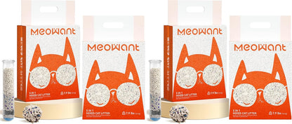 Meowant 5-in-1 Mixed Cat Litter, Natural Bentonite Tofu Clumping Cat Litter, Ultra Absorbent, Fast Clumping, Dust-Free, Odor Control, Flushable, 7.9lbs*2 (Pack of 2)