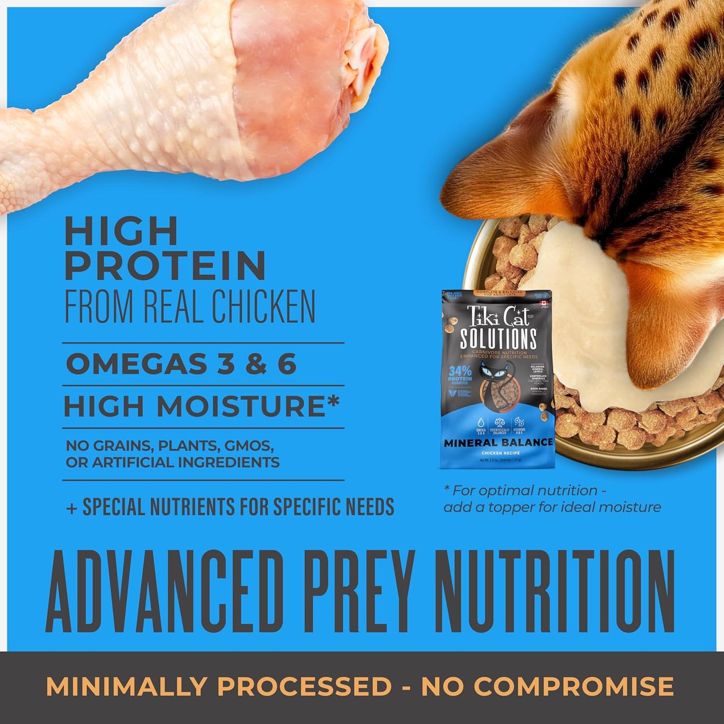 Tiki Cat Solutions Mineral Balance Dry Cat Food, Supports Urinary Health, Chicken, 2.8 lbs. Bag