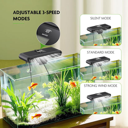 PAIZOO Aquarium Chiller Fan, Fish Tank Cooling Fans Aquarium Cooler with Temperature Probe & LCD Display, Auto Temperature Control & 3 Speed Modes Axolotl Cooler, 6.4W