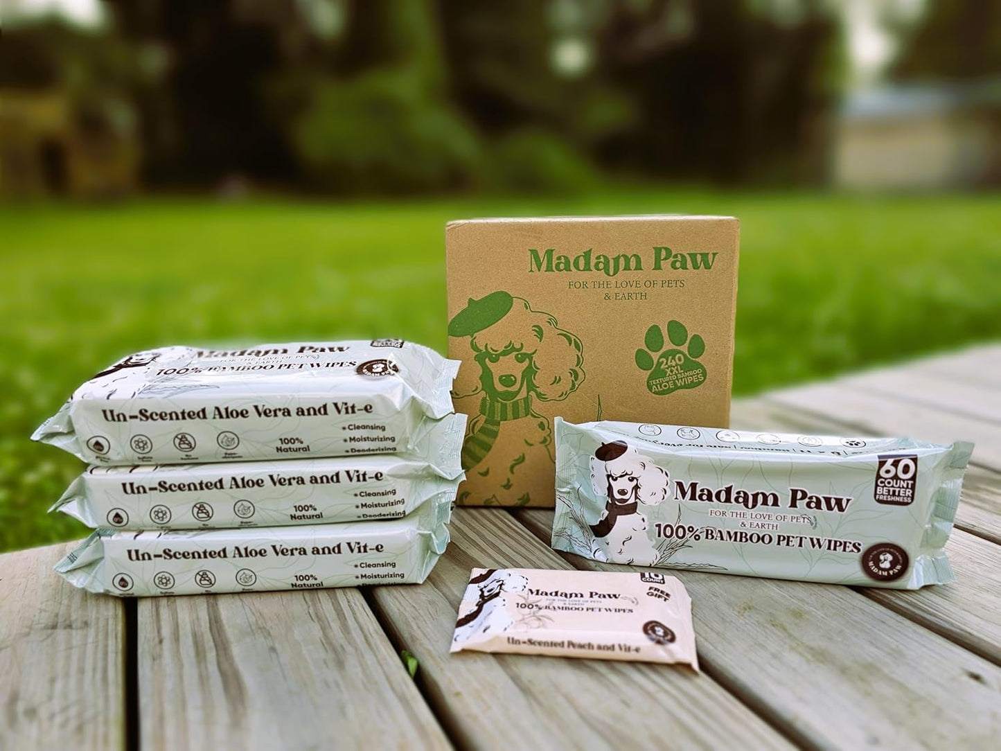 XL Organic Unscented Pet Wipes - Paws Body Butt - Plant Based Bamboo Pet Wipes - Thick Hypoallergenic & Textured for Cleansing & Gentle Hydrating Cat & Puppy Dog Wipes for Travel