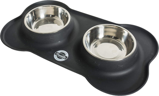 Franklin Pet Supply Double Bowl Pet Feeding Station - Stainless Bowls - No Mess - No Spill - Non-Slip, Model Number: 90062XB