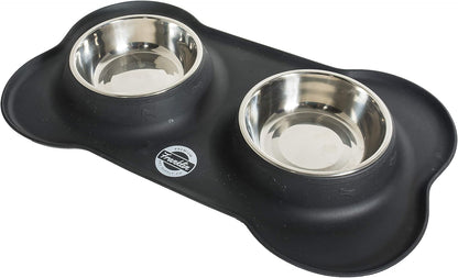 Franklin Pet Supply Double Bowl Pet Feeding Station - Stainless Bowls - No Mess - No Spill - Non-Slip, Model Number: 90062XB