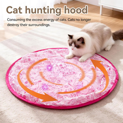 Upgraded Rechargeable Interactive Cat Toy Ball with Hunting Cover - Smart Automatic Rolling, Obstacle Avoidance, Indoor Exercise for Cats to Release Energy & Instincts (Pink)
