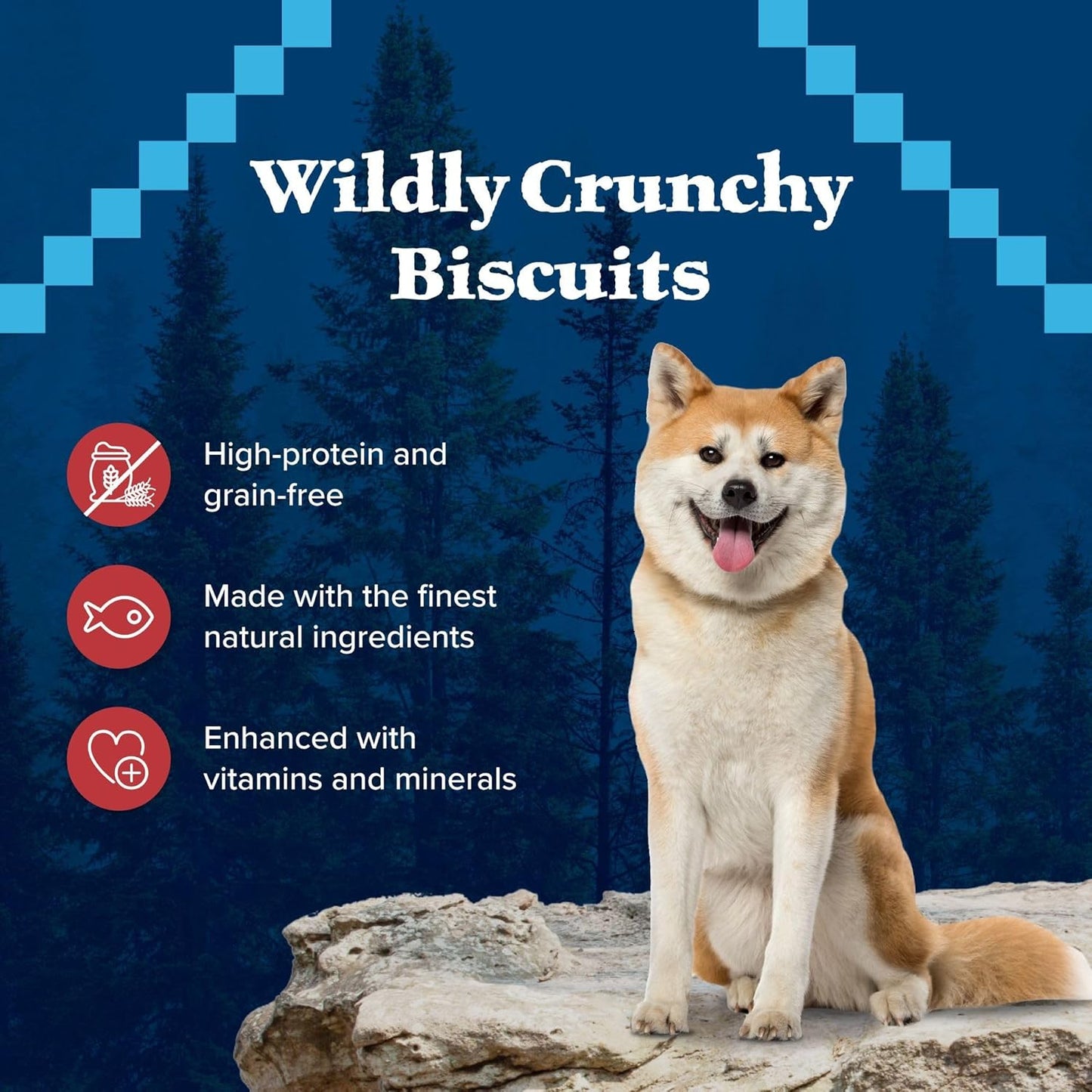 Blue Buffalo Wilderness Trail Treats Crunchy Dog Biscuits, Grain-Free and High-Protein Dog Treats Made with Natural Ingredients, Salmon Recipe 24-oz Bag