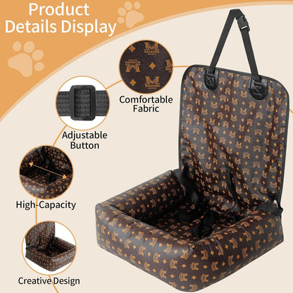Car Seats for Small/Medium Dogs, Memory Foam Dog Booster up to 35 lbs, Travel Pet Car Seat Washable Dog Bed.