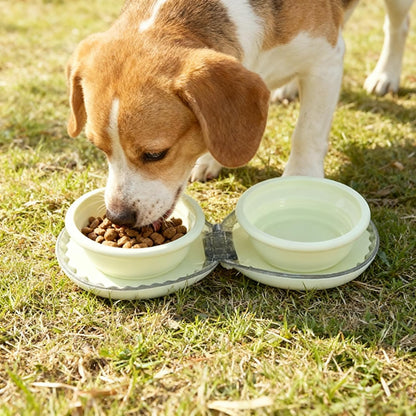 Collapsible Dog Bowls,2-in-1 Pet Bowl, Cat Bowl,Portable Pet Bowl, Suitable for Travel, Camping, and Hiking (Light Yellow)