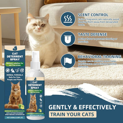 Cat deterrent spray Natural green lemon flavor Non-toxic anti scratch formula for cat and dog,Safe indoor and outdoor repellent for furniture,Blanket and plants Effective pet training assistance 100ml